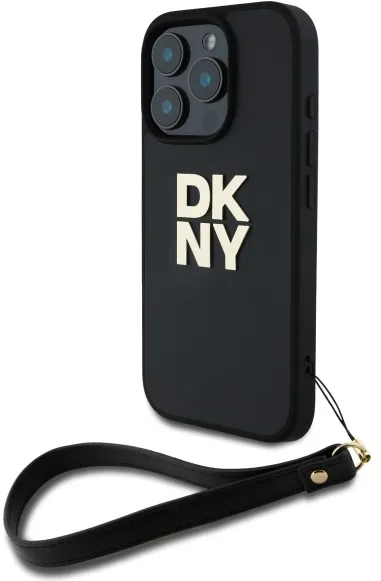 DKNY Wrist Strap Stock Logo iPhone 16 Pro Case - Black