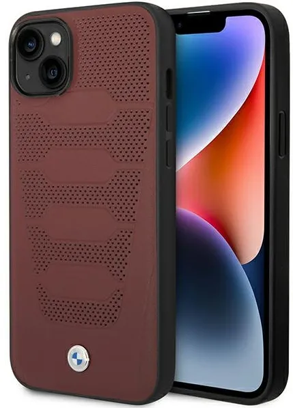 Case BMW BMHCP14S22RPSR iPhone 14 6.1" burgundy/burgundy Leather Seats Pattern