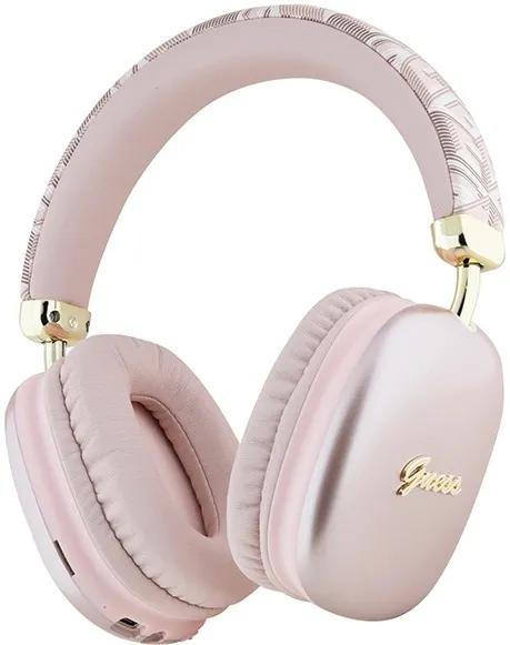 Guess GCube Metallic Script Logo Headphones - Pink