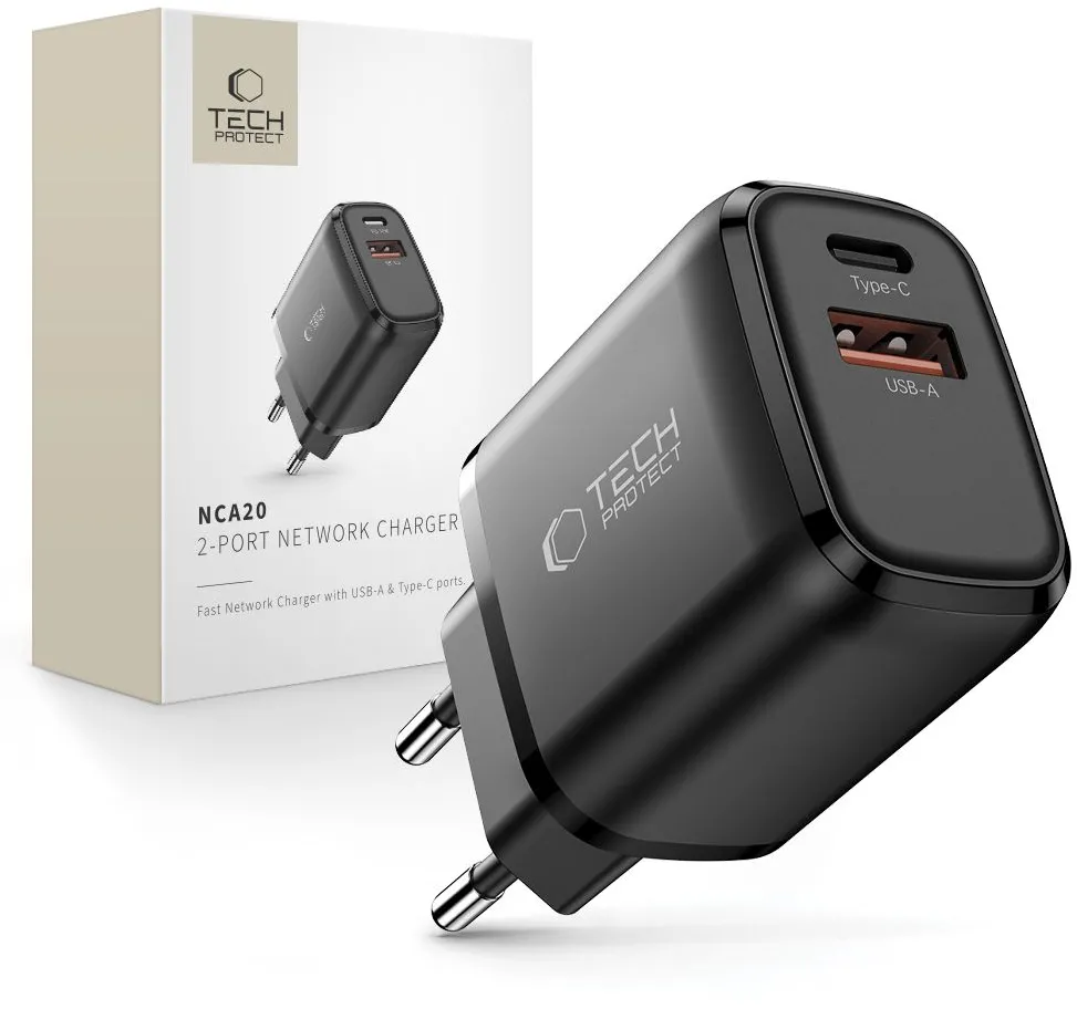 Incarcator de perete Tech-Protect NCA20 PD 20W QC3.0 negru