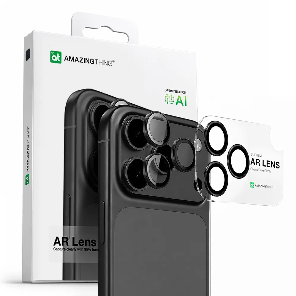 AmazingThing Lens Glass for iPhone 17 Pro / Pro Max with Gray Aluminum Frame