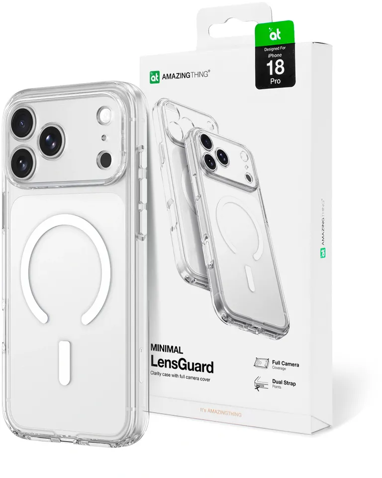 Husa protectie AmazingThing Minimal Mag Lens Case MagSafe iPhone 18 Pro transparent cu capac camera