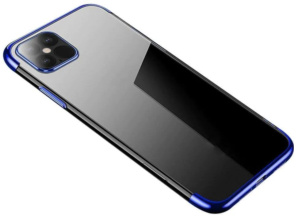 Clear Color case Gel TPU cover with a metallic frame for Xiaomi Redmi Note 11S / Note 11 blue
