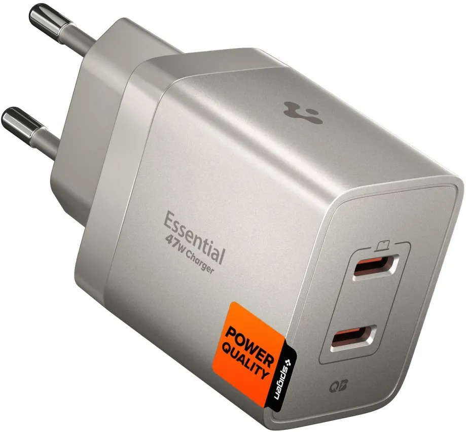 Incarcator de priza Spigen Essential EE472EU-GAN GaN 2 porturi 47W titan