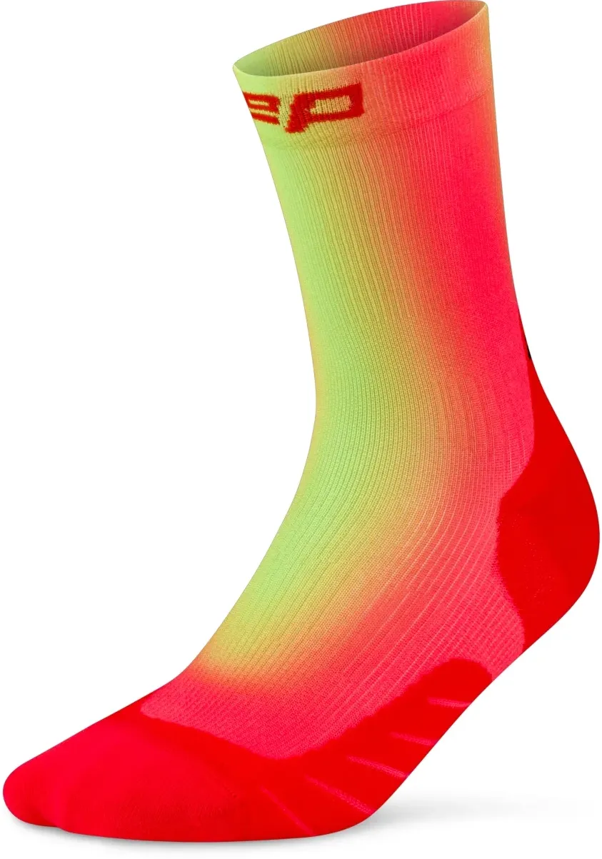 CEP - sosete compresie mid cut - Run Edt. Gradient 5.0_fb - red | lime - III (39-42)