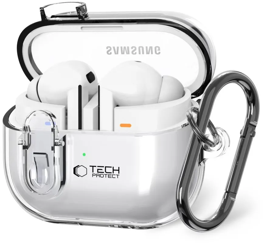 Tech-Protect FlexAir Case with Carabiner for Samsung Galaxy Buds 3 / 3 Pro - Transparent