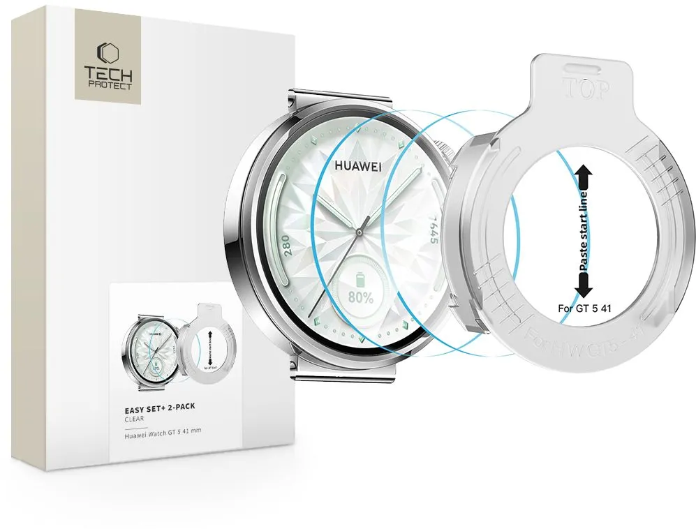 Tech-Protect Easy Set+ 2-pack tempered glass for Huawei Watch GT 5 41 mm - transparent