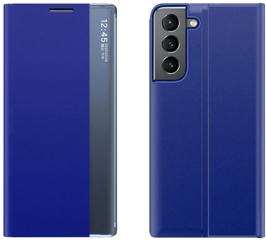 New Sleep Case for Samsung Galaxy S23 cover with flip stand blue