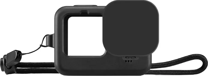 Husă din silicon Puluz pentru GoPro HERO12, HERO11, HERO10 și HERO9 Black, cu capac pentru obiectiv și curea (negru)