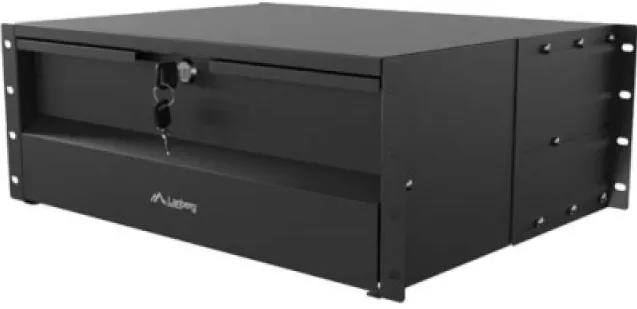 19" Rack Cabinet Drawer, 4U, 360 mm, Black, 4U / 483 x 360 mm, 4-Point Mounting, Load Capacity up to 90 kg