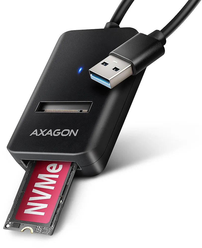 Adaptor USB-A la SSD M.2 NVMe/SATA AXAGON ADM2-AM USB 3.2 Gen 2 10 Gbps cablu 10 cm
