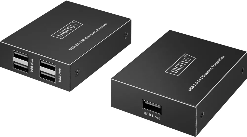 Category 6 UTP USB 2.0 Extender up to 150m, 4× USB-A up to 480 Mbps, 1× RJ45 (Gigabit Ethernet) - Kit (Receiver/Transmitter)
