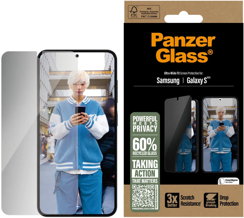 PanzerGlass Privacy Screen Protector Samsung Galaxy S25 | Ultra-Wide Fit