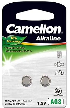 Camelion Alkaline Button celles 1.5V LR41/LR736/392, 2-pack, "no mercury"