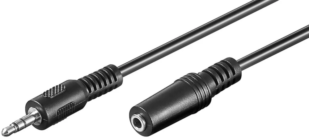 Goobay 50090 Headphone and audio AUX extension cable, 3-pin 3.5 mm, 5 m, black