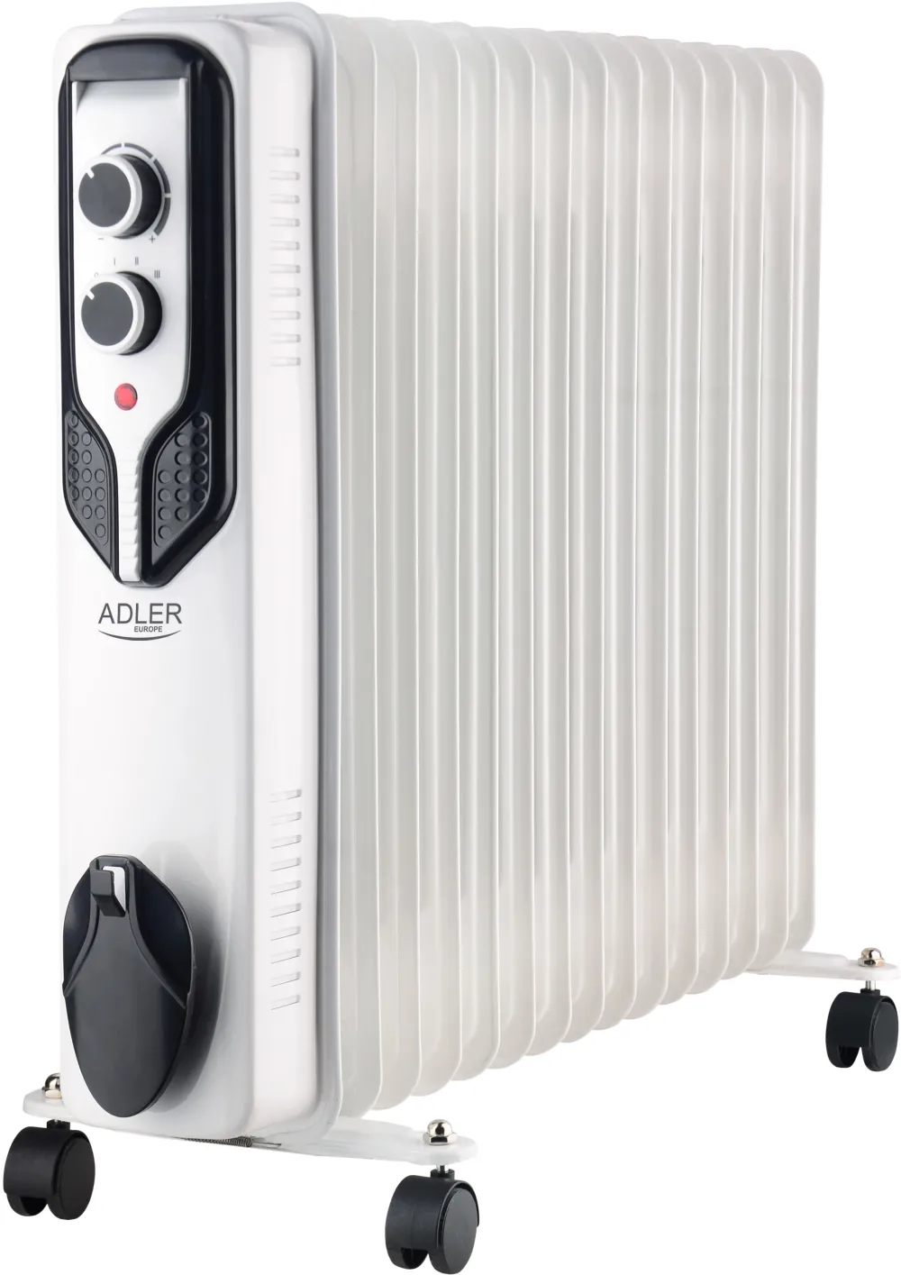 Adler AD 7819 Oil-Filled Radiator, 15 Ribs, 3 Heating Powers: 1000W-1500W-2500W, White