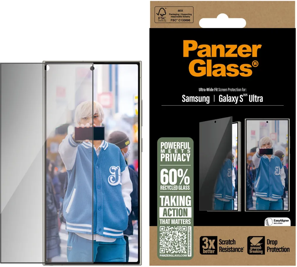 PanzerGlass Privacy Screen Protector Samsung Galaxy S25 Ultra | Ultra-Wide Fit