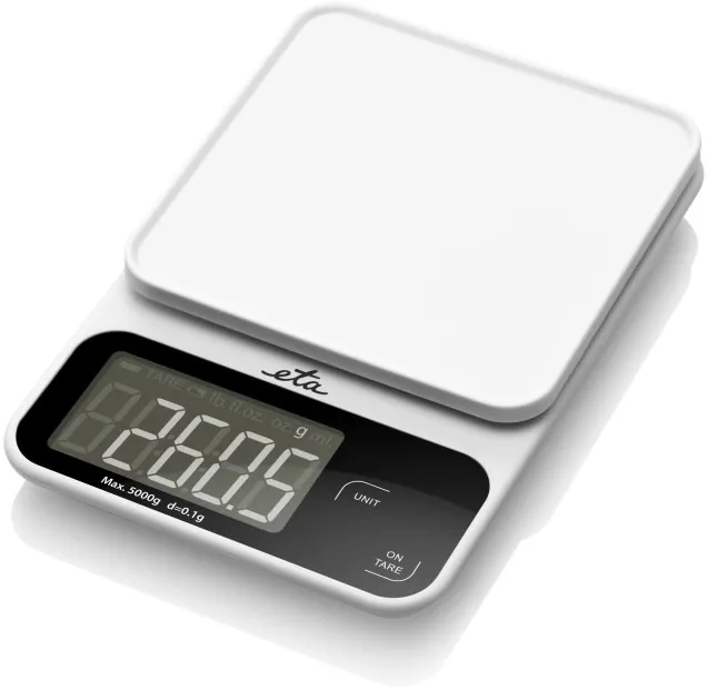 ETA677090000 POPPI Digital kitchen scale, Maximum load 5 kg, Accuracy 1 g, White