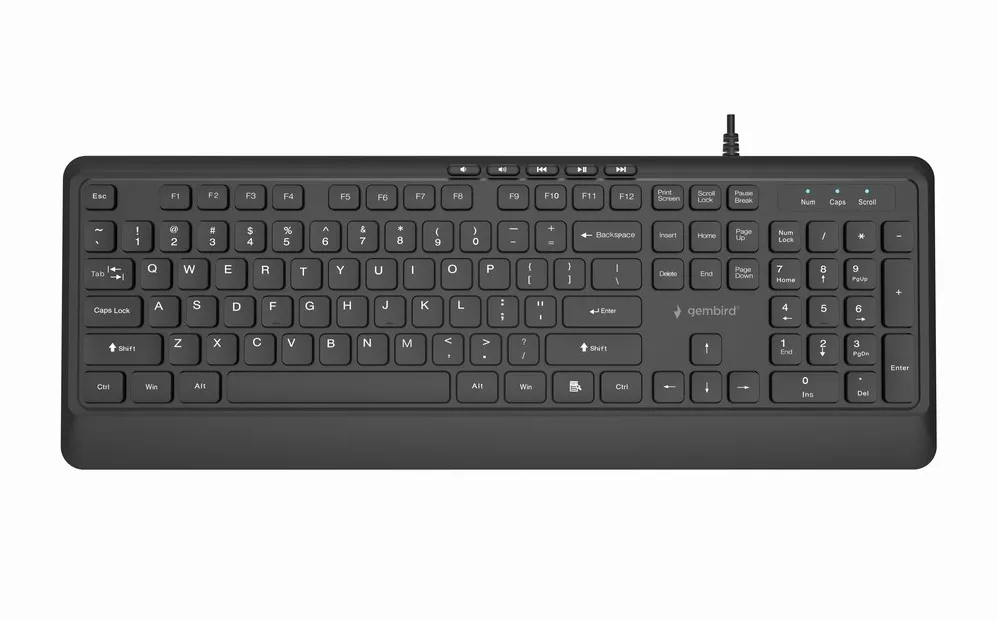 Gembird KB-MCH-05 Slim wired multimedia keyboard, black, US layout