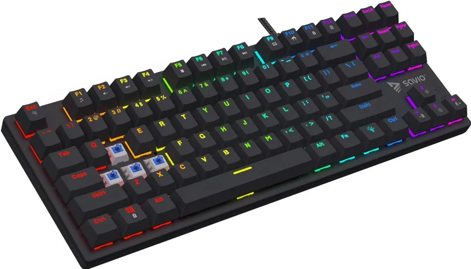 Tastatura mecanica gaming SAVIO Tempest X2 RGB switch-uri Outemu Blue negru