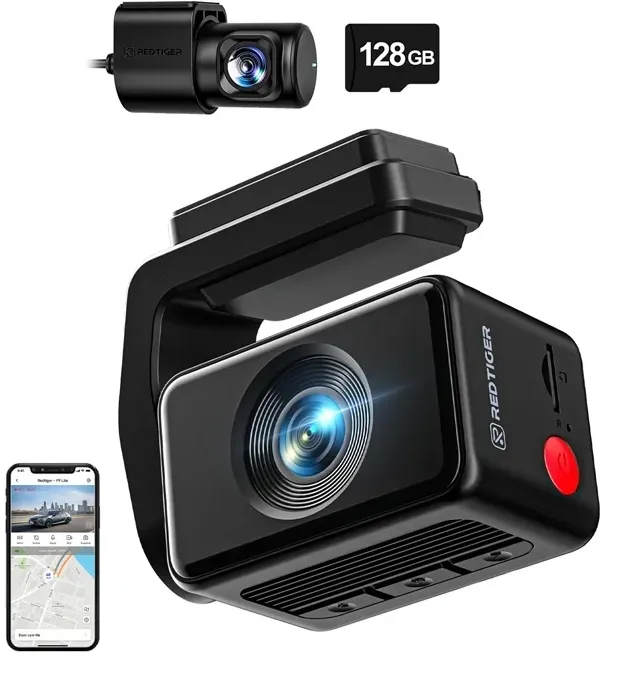REDTIGER F4 Pro WiFi 4K + 1080p 128 GB cameră video pentru bord