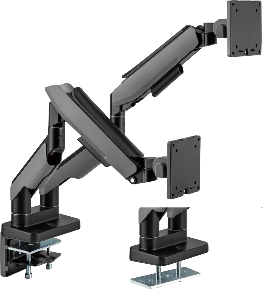 Suport 2 monitoare cu prindere pe masa, Blackmount BM-MNT61-2, ecrane 17"-35", max.20 kg/ecran, gri inchis