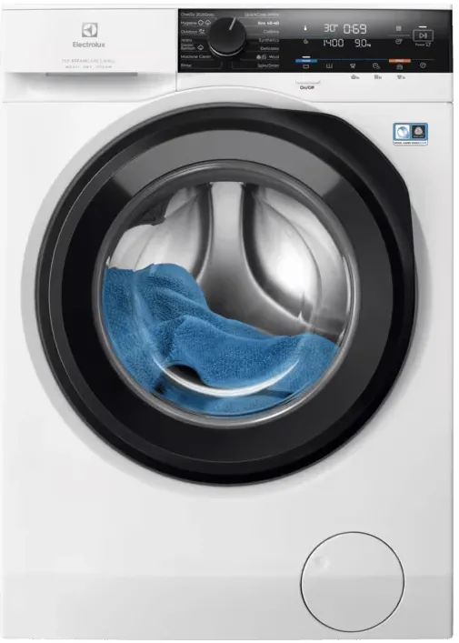 Masina de spalat rufe cu uscator Electrolux Ecoline EW7W4492E, 9 kg spalare, 6 kg uscare, 1400 RPM, LCD, Clase A, Motor Inverter, SteamCare+Sensicare, TimeManager, Alb