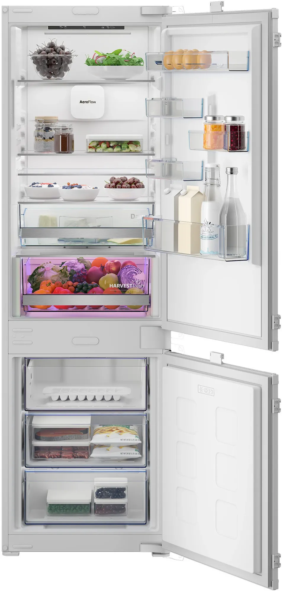 Combina Frigorifica incorporabila Beko B7BCNA296HS, No Frost, Aeroflow, WIFI, Dairy, display Electronic Display on Ceiling, clasa energetica C, Inverter Compressor,