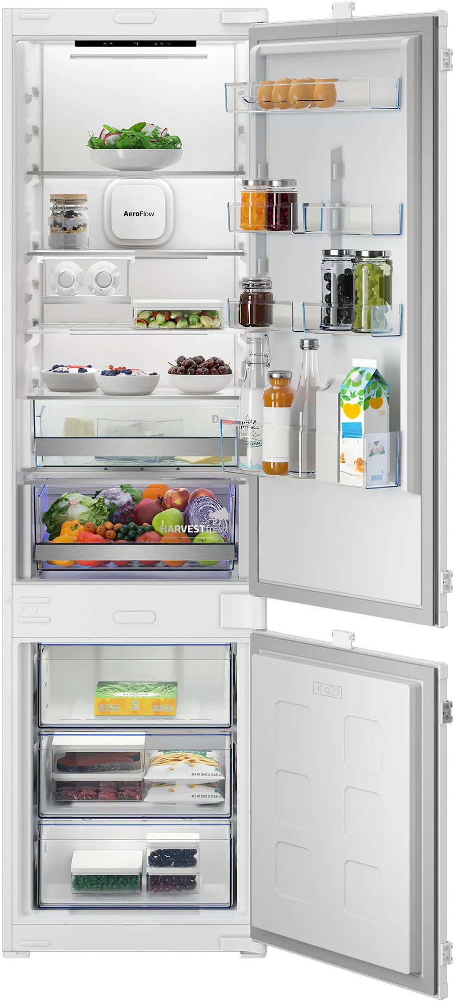 Combina frigorifica incorporabila BEKO B7BCNA326HS, volum net total 325( l), clasa energetica C, Harvest Fresh, Aero Flow, Compresor ProSmart Inverter, racire rapida, H 193,5 cm, Alb