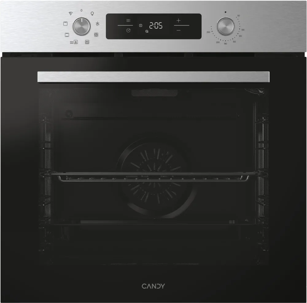 Cuptor incorporabil Candy Titanium CA6 NP3T3HTX, Electric, 78 litri, Curatare Hidrolitica, 9 functii, Butoane Push-pull, Softclose, Clasa A+, Inox