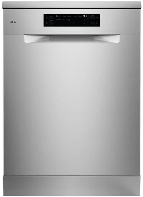 Masina de spalat vase independenta AEG GF6101C2SNM, Seria 6000, 13 seturi, 8 programe, 3 temperaturi, AirDry; Brat Satellite; Nivel zgomot 44 db; Afisaj digital, Clasa C, Motor inverter, 60 cm, Inox