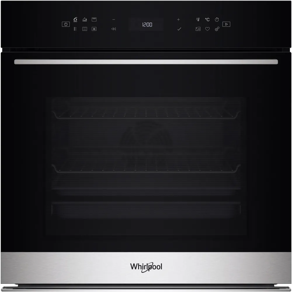 Cuptor incorporabil Whirlpool WOI78PT1SXA, Electric, 73 l, Autocuratare pirolitica, Thenologie al 6-lea simt, Casa A+, Negru/Inox
