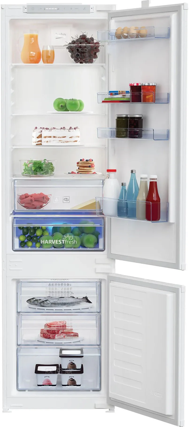 Combina frigorifica incorporabila Beko BCHA306E4SN, 289 l, No Frost, Harvestfresh, Compresor ProSmart Inverter, Clasa E, H 193.5 cm
