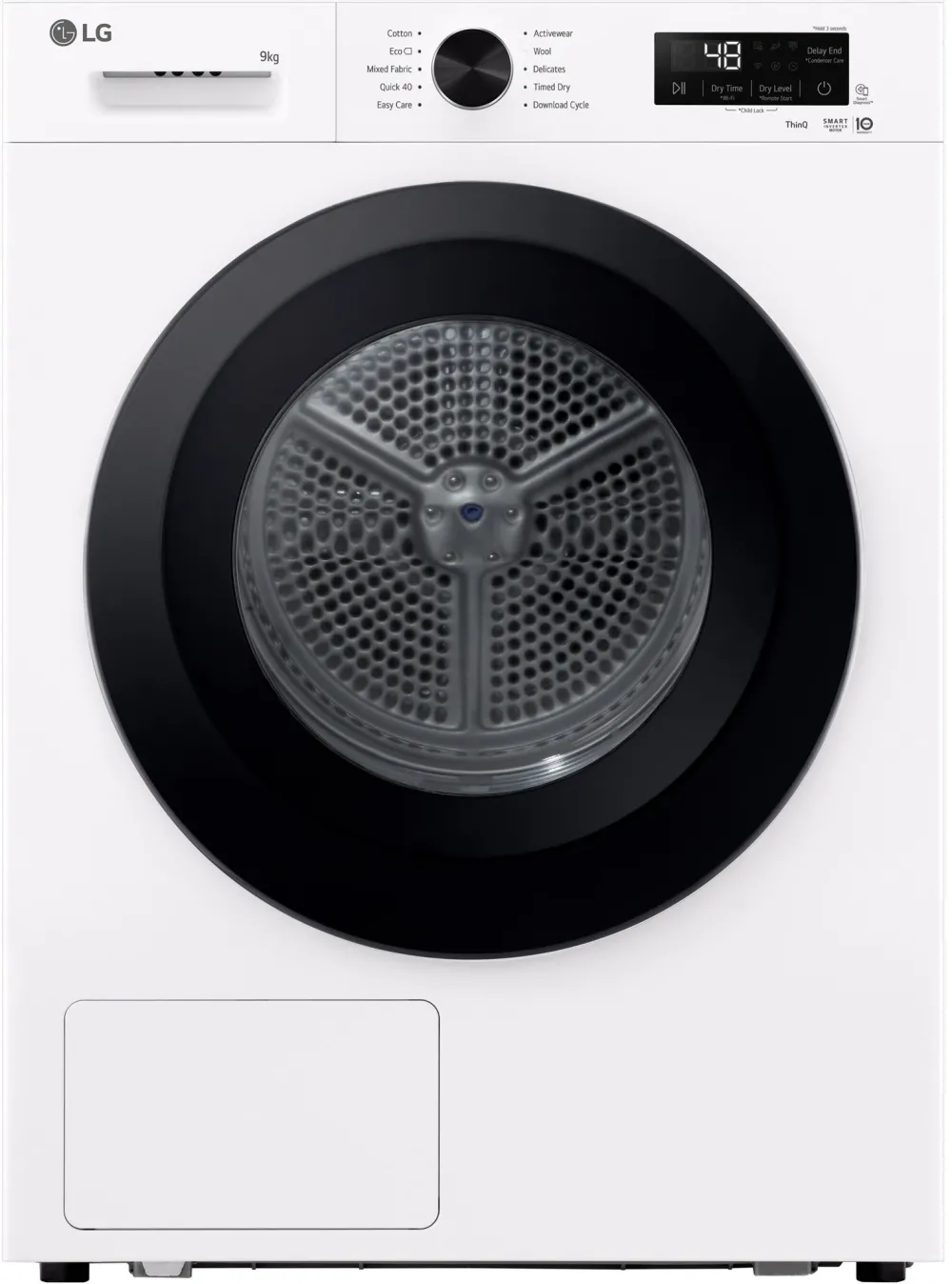 Uscator rufe LG RHX1009NWK, 9kg; Pompa caldura, Wifi, clasa A, Alb