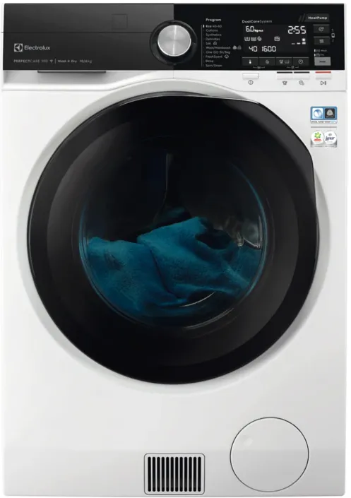 Masina de spalat rufe cu uscator Electrolux PerfectCare900 EW9WN161BCE, Pompa de caldura, Spalare 10 kg, Uscare 6 kg, 1600 rpm, Clasa B, Wi-Fi, Motor Inverter, DualCare, Sensicare, SteamCare, Alb
