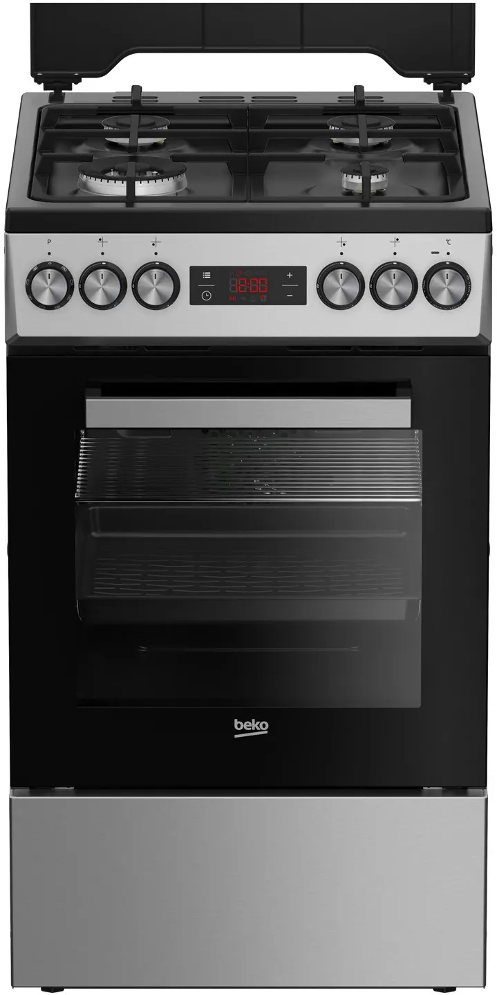 Aragaz mixt Beko FSM51331DXDTN, 4 arzatoare, Clasa A, Grill electric, 3D Cooking, Siguranta flacara, Culoare Inox