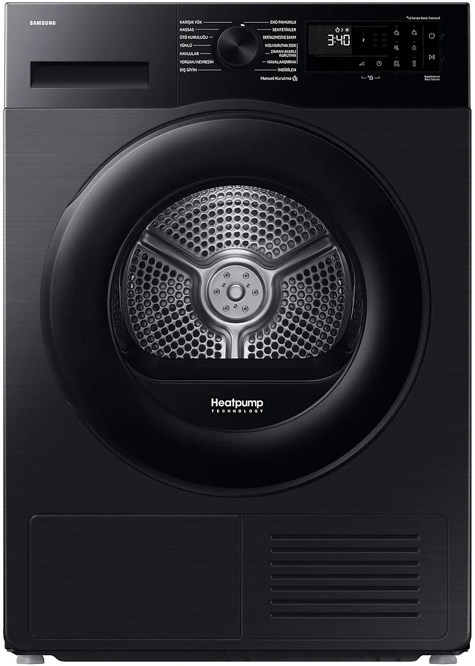Uscator de rufe Samsung DV90DG52A0ABLE, Pompa de caldura 9 kg, Clasa C, Smart Things, Quick Dry, Optimal Dry. WiFi, Negru