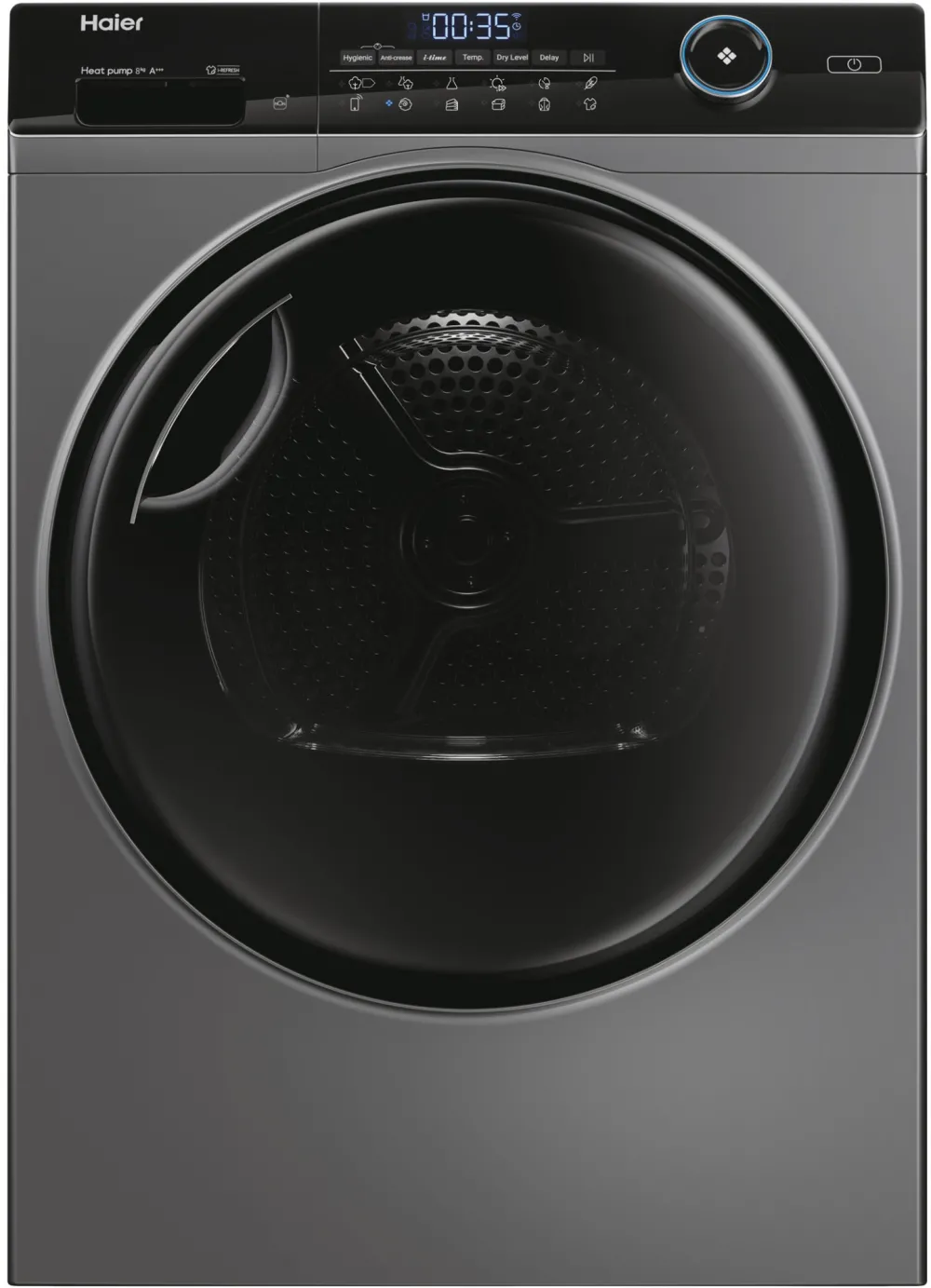 Uscator de rufe Haier HD80-A3959R-S, Pompa de caldura, 8 kg, Clasa A+++, Motor Inverter, i-Refresh, Dry Sensor, WiFi, Antracit