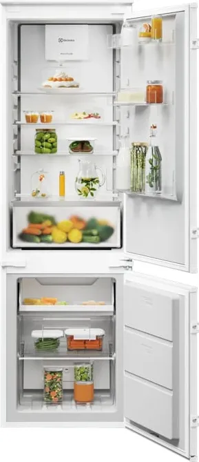 Combina frigorifica incorporabila Electrolux ENA7CE18S3, 248 l, Multiflow, Usa reversibila slide, Control electronic, No Frost, Clasa E, Nivel zgomot 37 db; 178x55x55 cm