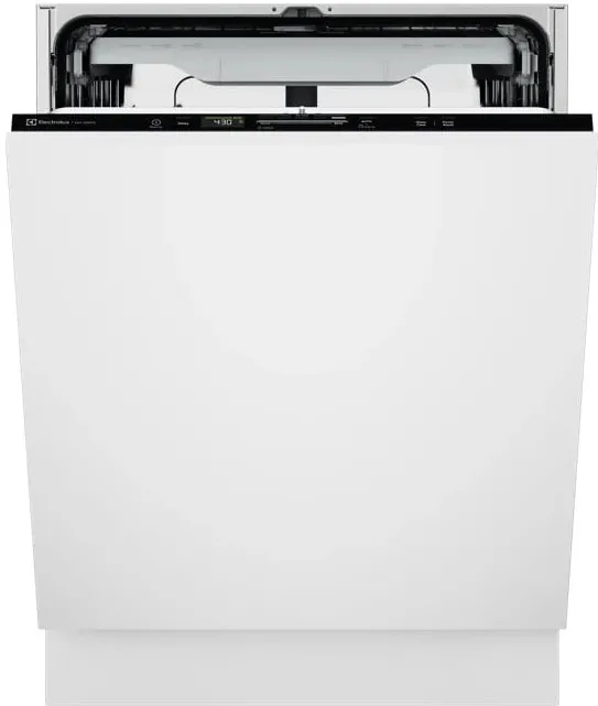 Masina de spalat vase incorporabila Electrolux E62LC200T, 14 seturi, 8 programe, 3 temperaturi, Brat Satellite; Maxi Flex; AirDry; QuickSelect; Usa Slide; Display LED, TimeOnFloor - Proiectia timpului ramas pe podea; Clasa C, Motor inverter, 60 cm