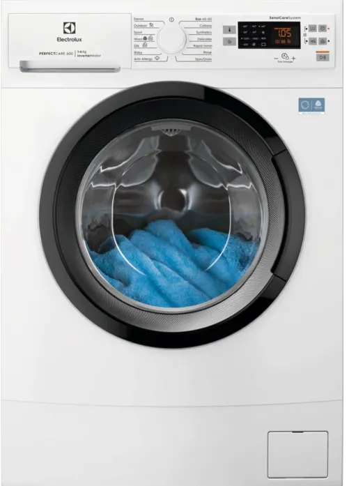 Masina de spalat rufe slim ELECTROLUX EWS6526BE PerfectCare600,6 kg, 1200 rpm, Clasa A, motor Inverter, SensiCare, Rapid 14 min, Antialergic cu abur, Adancime totala 41.1 cm, Alb,