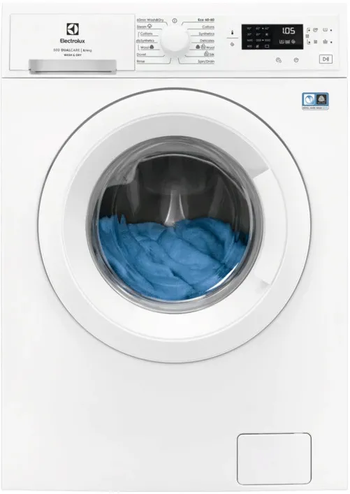 Masina de spalat rufe cu uscator ELECTROLUX EW5W468WE, 8 + 4 kg, 1600 rpm, Clase A/D, motor Inverter, display LED, DualCare+SensiCare+SteamRefresh, 60 ' spalare +uscare 1 kg rufe, Abur, TimeManager, Uscare temporizata/automata, Adancime totala 56 cm, alb