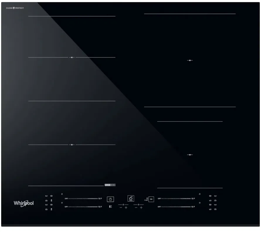 Plita incorporabila Whirlpool WF S5060 CPBF, Inductie, 4 zone de gatit, ChefControl, FlexiSide, 60 cm, Negru