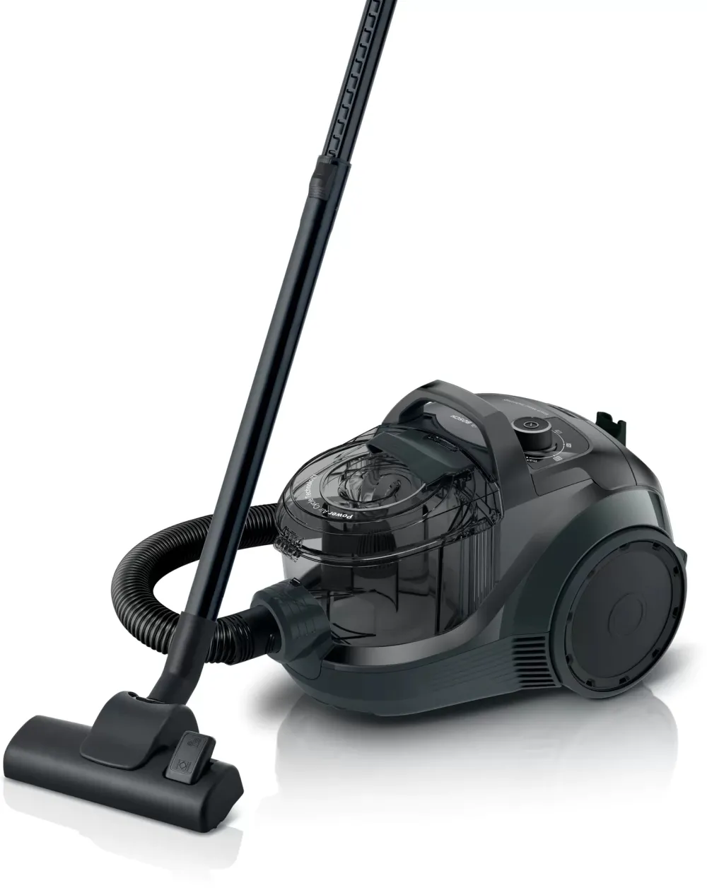 Aspirator fara sac Serie 4 Bosch BGC21X200, Tehnologie Power AirCycle, filtru HEPA 13, 2 litri, 550 W, 10 ani garantie motor, consum anual de energie: 27.5 kWh/an, Negru