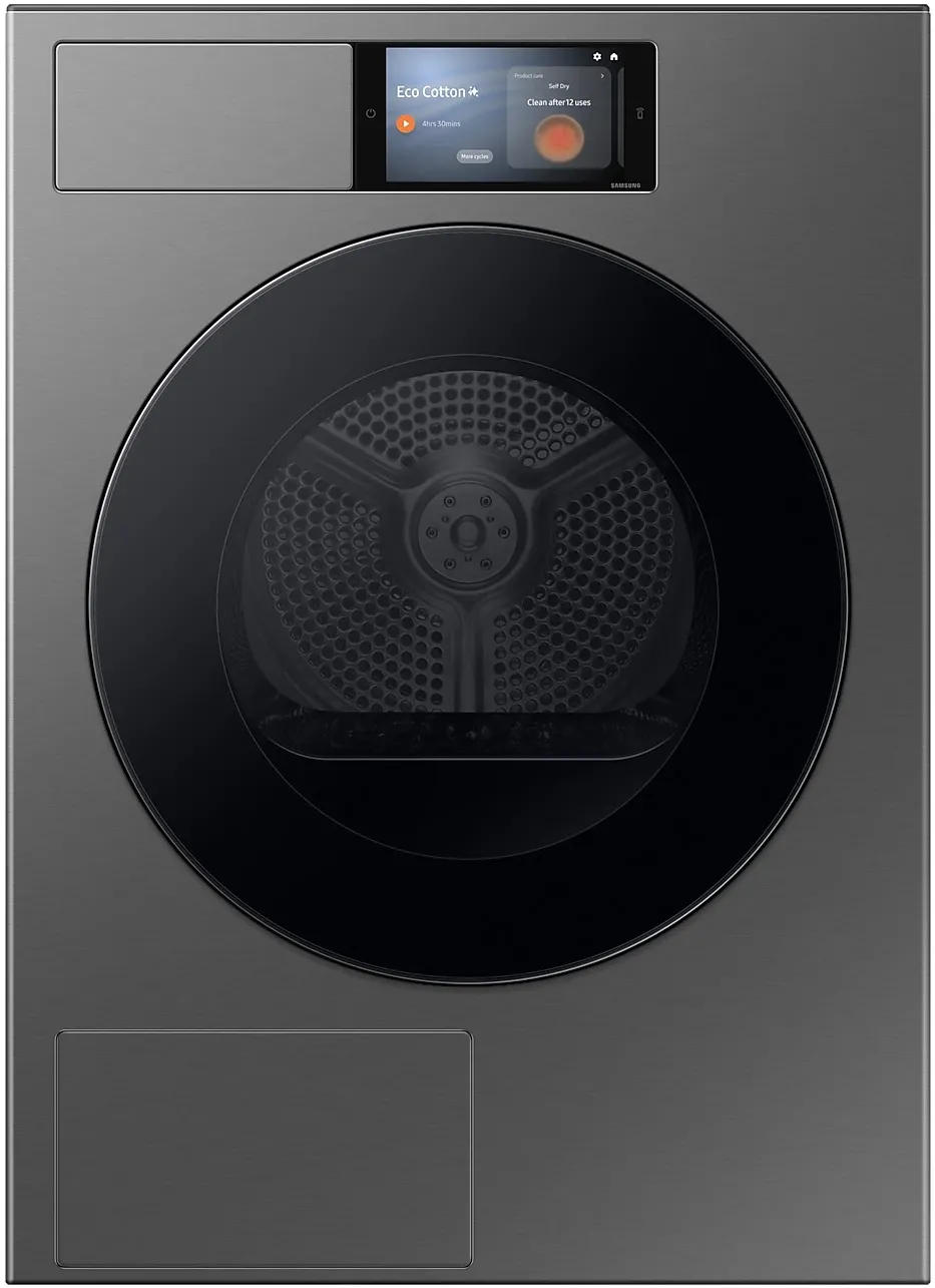 Uscator de rufe Samsung DV90F09F4SU4, pompa de caldura, 9 kg, Clasa A+++, AI Home 7" LCD, QuickDrive, Silent Dry, AI Dry+, Compresor Inverter, Air Refresh, Wifi, Negru