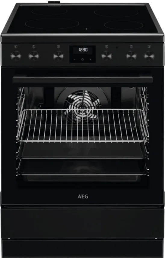 Aragaz AEG CCB6441NBB, Vitroceramic, 4 zone de gatit, Timer cu display electronic, Grill, Clasa A, 60 cm, Negru