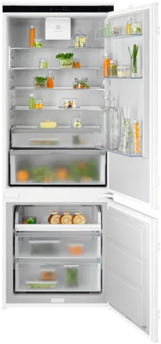 Combina frigorifica incorporabila Electrolux ENG8TD75S, 375 l, Seria 700, No Frost, Multiflow, Usa reversibila, Control electronic, Semnal acustic, clasa D, H 189 cm