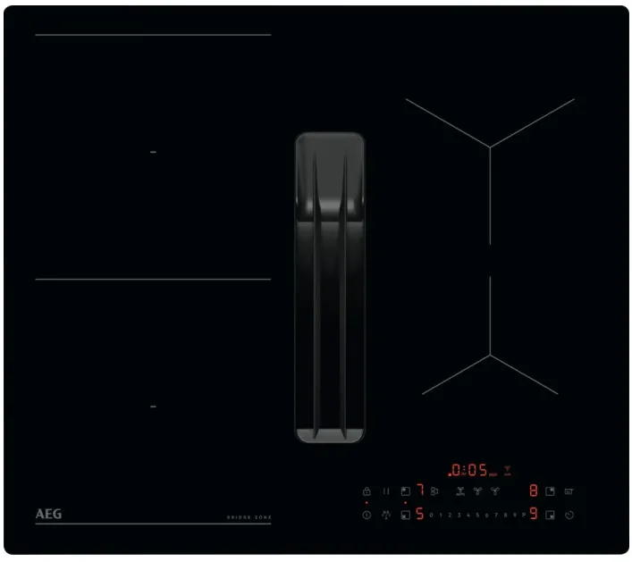 Plita incorporabila AEG TT64CB00CB, Inductie, 4 zone de gatit, Seria 6000, Booster, Control touch, Oprire automata, Hota incorporata, putere de absorbtie 630 mc/h, ComboHob, 60 cm, Negru