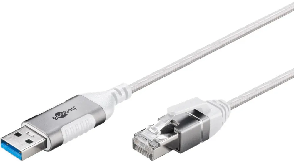Cablu adaptor Ethernet goobay 74381 Slim USB-A 3.2 Gen1 la RJ-45 1 Gbit/s 5 m alb