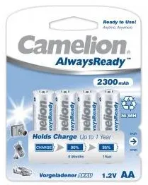 Camelion AlwaysReady Rechargeable Batteries Ni-MH R06 AA, 2300 mAh, 4-pack